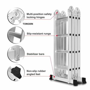 OFERTA Escalera Multifuncional Plegable 12 Pasos Aluminio 3,6 Mts