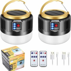 Lámpara de linterna LED solar para camping USB recargable luz exterior impermeable