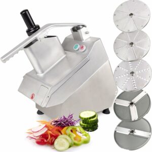 Procesador de alimentos comercial 2 agujeros de alimentación, cortadora de verduras eléctrica de 550W 1600 RPM
