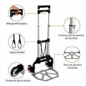 Carretilla Plegable En Aluminio 80kg Negra Chicago Power