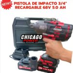 Pistola De Impacto 3/4 Recargable Chicago Power 68v 5.0 AH