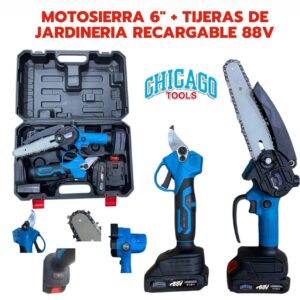 Motosierra 6 + Tijeras De Jardinería Recargable 88V Chicago Tools