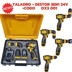 Taladro + Destornillador 3en1 24V + Codo Dx3 001 Chicago Tools