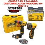 Combo 3 En 1 Taladro Destornillador Pulidora 21V Rmd X2 Chicago Tools