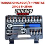 Torque Chicago 1/4 + Puntas 21 Piezas 5-25NM Chicago Power