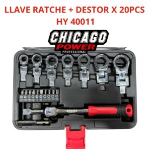 Llave Ratche + Destornillador X 20 Piezas HY 40011 Chicago Power