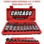 Copas Larga Estriada 1/2 &ldquo; X10 Piezas 8MM - 24MM CP - 1017 Chicago Power