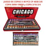 Juego De Copas X 40 Piezas CP 4038 3/8 Copa 5MM-19MM Y Copa 3/16-3/4 Chicago Power